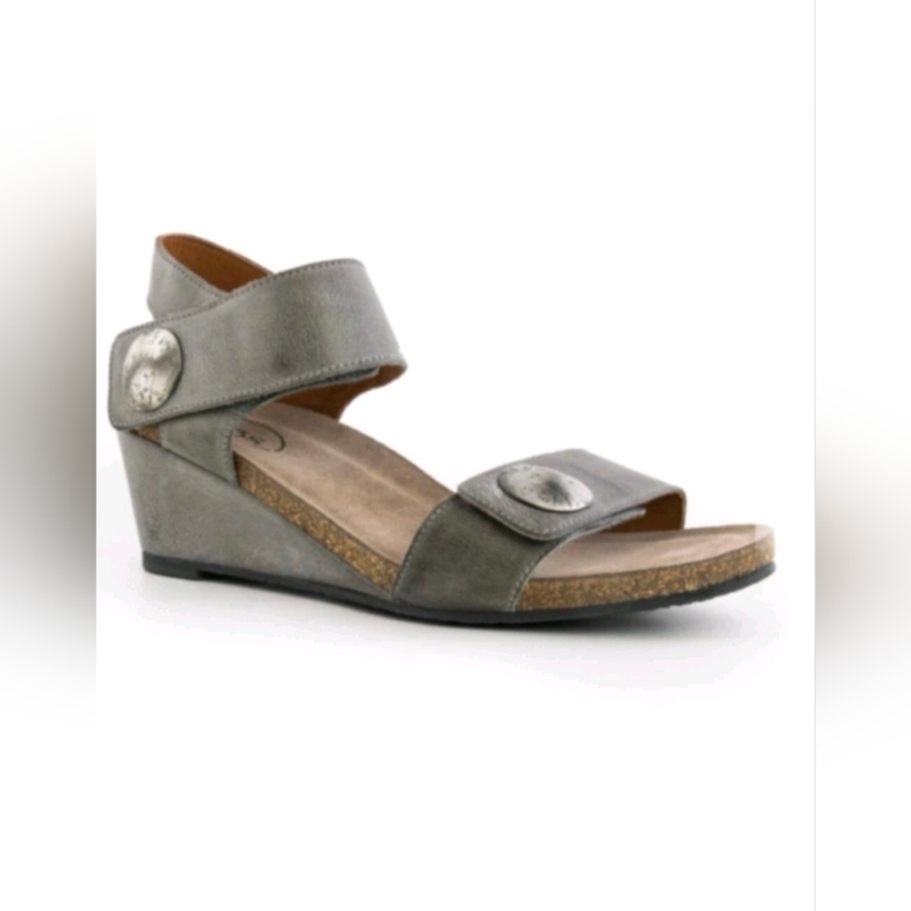 Taos Women’s Carousel 2 Strappy Leather Wedge Sandal In Gray Sz EU 38/US 7-7.5 - Picture 14 of 15